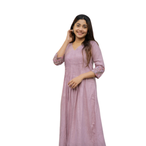 Floral Elegance ? Cotton Embroidered Dress with Printex Magic (M)
